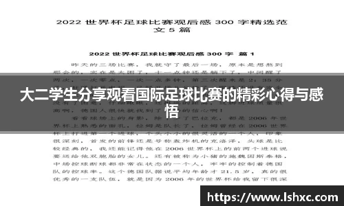 大二学生分享观看国际足球比赛的精彩心得与感悟
